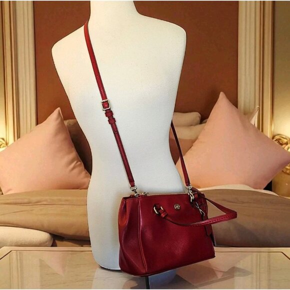 Coach Peyton Leather Mini Carryall Satchel Crossbody Bag F32829 RED NWT - Picture 2 of 16